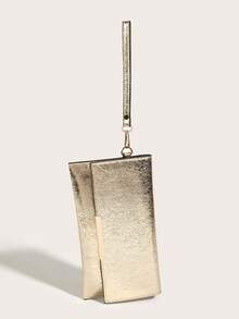 Sac de soirée élégant en matériau PU pour femmes, sac à main de bal avec chaîne amovible, convient pour les mariages, les fêtes, les banquets et autres occasions - Doré - Voir 4