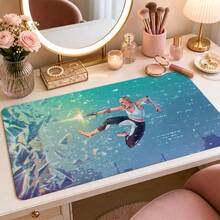 Cyber Broken Glass Cool Female Gun Manual Anime Large Mouse Pad, Teal City Cartoon Style Non-Slip Stitched Edge Desk Mat, Thickened Keyboard Pad, Suitable For Office And Gaming - View 4