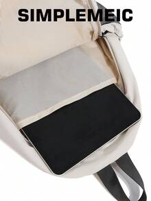 Unisex minimalistischer Mesh-Patchwork-Rucksack mit Kontrastfarben, Paar-Reisetasche, unisex multifunktionale Umhängetasche, Schulrucksack, kleine Aufbewahrungstasche, Wander- und Sporttasche - Beige - Übersicht 5