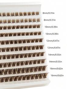 120pcs Brown DIY Eyelash Extensions Cross Lightweight Single Cluster False Eyelashes, Natural Soft Lightweight, 8-16mm, Reusable, Mixed Style Eyelash Clusters, Single Cluster False Eyelashes - D - View 4