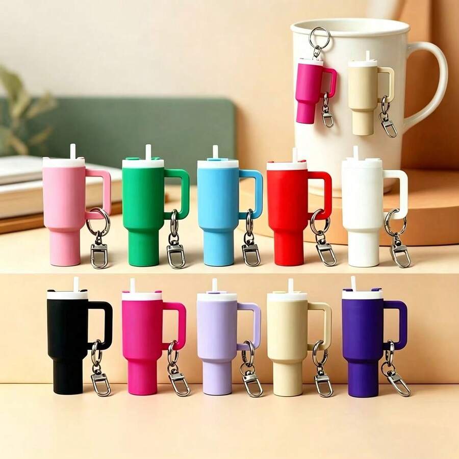 1pc Multicolor Popular Ice Cup Keychain, Key Ring Pendant, Can Hold Lipstick, Backpack Charm, Bag Charm, School Bag Charm, Water Bottle Charm, Can Hold Perfume, Lipstick Small Pendant, For Daily Use - Multicolor - View 1