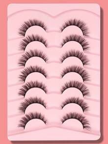 7 Pairs Black Natural Eyelashes - Black - View 9