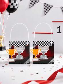 10 buah Tas Souvenir Pesta Ulang Tahun Bergambar Mobil Balap dengan Pegangan, Tas Hadiah Tote yang Dapat Digunakan Kembali untuk Acara Baby Shower, Pengungkapan Jenis Kelamin Bayi - beraneka warna - View 2