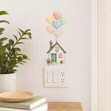 1/3pcs 2D Heart Balloon House Self-Adhesive Light Switch Stickers, Cute Cartoon Wall Decor Gift, Suitable For Living Room, Bedroom, Bathroom, Coffee Bar, Home Party - Balloon Switch Sticker - View 4