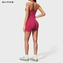 2026新款 GIAFIRE 女款2件式瑜伽套裝,親膚修身背心與高腰提臀收腹短褲,快乾高彈力健身服,適合皮拉提斯、跑步、運動、戶外及休閒穿著,性感舒適 - 玫紅色 - 查看 4