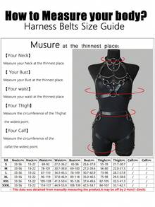 1 Set Harnais de corps à col ras-du-cou pour femme avec bustier, porte-jarretelles levant les hanches et sangles de jambes, tenue à bretelles tout-en-un pour fêtes de vacances ou soirée de carnaval - Noir - Voir 4