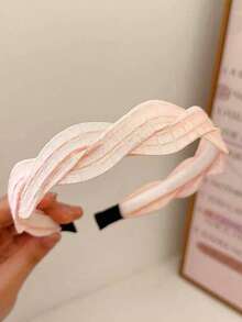 3pcs Girls French Style Fresh Solid Color Versatile Toothed Braided Non-Slip Hairbands - Multicolor - View 2