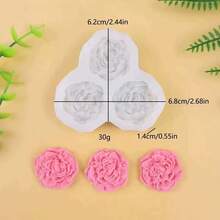 3D 牡丹玫瑰花矽膠模具，DIY 樹脂黏土多用途模具 - A-白色 - View 4