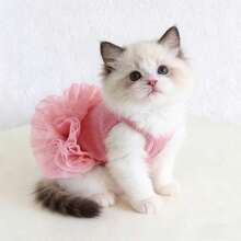 1pc Pink Dog Tulle Dress Pet Clothing, Cute Valentine's Day Small Dog Outfit For Outdoor, Birthday Party, Holiday Dress-Up - Pink - View 5