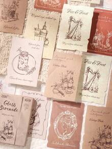 1 Pack 30pcs Vintage Aesthetic Theme Planner Stickers, Creative Art Stickers, DIY Decoration Collage Craft Materials, Holiday Gift, Personalized Scrapbook School Stationery Supplies School Supplies - W.P. - View 5
