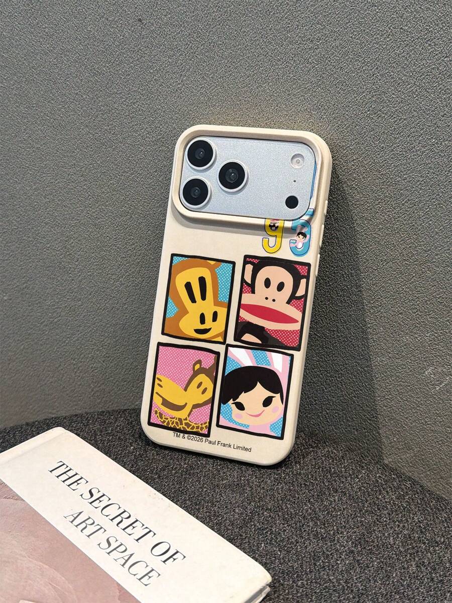 Officially Licensed Paul Frank Liquid Silicone Phone Case, Full Coverage Anti-Drop Protection For Camera, Cartoon Monkey Rabbit Giraffe Letter Pattern, New Style Compatible With IPhone 11/12/13/14/15/16/17 Pro Max Phone Protective Cover, Holiday Gift, Daily Commute, Daily Anti-Drop Design - Multicolor - View 1