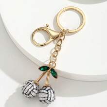 1Pc Daily Resin Sports Ball Cherry Keychain Soccer Basketball Baseball Tennis Rugby Bag Charm Pendant - Multicolor - View 4