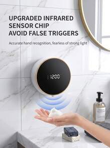 YITUMU Dispenser Sabun Otomatis 3 Tingkat yang Dapat Diatur dengan Layar LED dan Jam, Pompa Busa/Gel Pintar Tahan Air yang Dipasang di Dinding, Cocok untuk Sabun Cuci Piring, Losion, dan Sabun Tangan - Busa - View 9