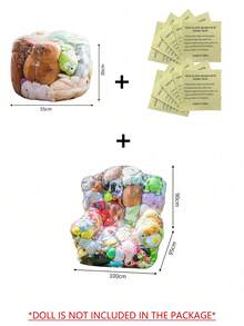 2/3 Pcs Transparent Plush Doll Storage Bean Bag Chair Cover - Waterproof Easy To Clean PVC Plush Doll Storage Bag With Zipper, Transparent Storage Bag And Comfortable Seat, Large Plush Doll Support Chair - Transparent - View 15