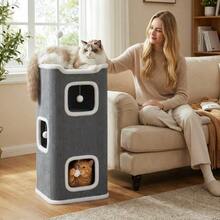 Heavy Duty Durable Cat Tree, Multi-Level Activity Cat Tree, Cozy Condo Plush Bed Cat Tree, Modern Cat Tree For Living Room Bedroom Indoor Cats - Three-layer Cat Bed - View 5