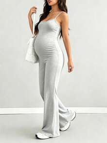Parara Maternity Jumpsuit Backless High Stretch Jumpsuit, Comfortable And Fashionable Maternity Jumpsuit Summer - Grey - View 7