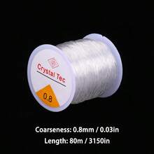 Cordón elástico fuerte de 0.8mm para cuentas de cristal, hilo elástico para pulseras, collares, fabricación de joyas DIY, línea de extensiones de cabello - transparente - Ver 8