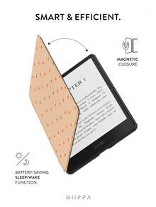 GIIPPA Kindle 電子閱讀器保護殼，手持書本式設計，橘色愛心圖案，相容 Kindle Paperwhite 5th/6th/7th、Paperwhite 10th/11th/12th、Kindle(Colorsoft)/10th/11th/12th 及其他熱門型號，Kindle 配件/情人節 - 橘色 - 查看 3