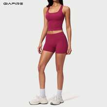 2026新款 GIAFIRE 女款2件式瑜伽套裝，緊身快乾高腰提臀收腹刷毛寬腿褲，皮拉提斯跑步健身運動裝，戶外休閒舒適 - 玫瑰紅 - 查看 3