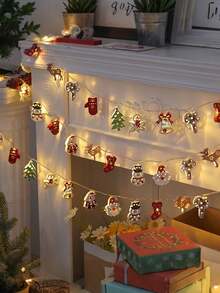 30/10 LED Santa Claus String Lights With Festive Iron Frame, Battery Powered, Ideal For Christmas Tree, Window Display, Fireplace Mantel, Holiday Party And Cozy Home Decor - Multicolor - View 7