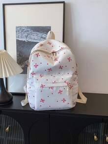 1 Set - Cute Bow Pattern Backpack Set For Back To School, Large Capacity Polyester School Day Bag With Lunch Bag And Pencil Case, Multi-Pocket Casual Backpack, Lightweight Bookbag, Suitable For Students/Graduates/Young People, Perfect For Back To School/Daily/Shopping/Short Trips And Outdoor Leisure Activities - 2283-1 - View 21