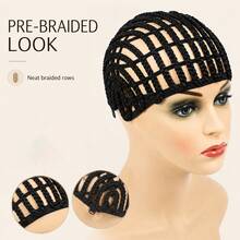 Refined Braided Wig Caps, Black Braided Wig Cap For Crochet Hair - Hook Braided Wig Net Liner Cap For Wig Making Breathable Crochet Mesh Base, Reusable Cornrow Ponytail Cap, Easy Glueless Sew-In Wig Making, Women Hair Extensions Accessories - View 3