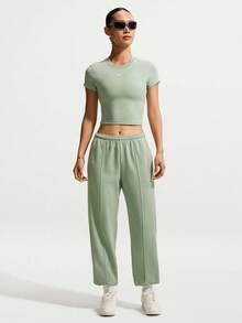 Nike 女款 AS W NSW NK CHLL 針織短袖 T-Shirt 無領短版 THF9539-007 - 綠色 - 查看 6