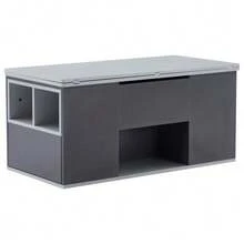 =313593594GAA Liftable Multifunctional Coffee Table - Tabletop Opens To 2 Tables, Dark Grey + Light Grey, Large Capacity, Modern Living Room Furniture, Office Dining Table Side Table Multifunctional Table - 灰色 - 查看 7