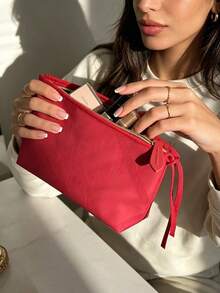 Burberry Portable Wash Bag Exquisite Uniform Stitching Durable Zipper Stainproof Wipe Clean Surface Lightweight Foldable Cosmetic Organizer For Skincare Toiletries Daily Storage BURBERRY-GIFT-13 - Red - View 7
