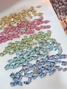 20pcs Sparkling Colorful Rock Candy Zirconia Flat Back Nail Rhinestones, Flower Cut Flat Back Rhinestones Nail Decor, Sparkling K9 Beveled Small Flat Back Asymmetrical Rhinestones, Colorful Mixed Nail Rhinestones Glitter Nail Nail Charms - 彩色 - 查看 1