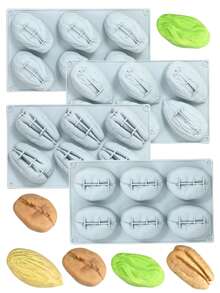 1pc Nut Pistachio Pecan Mousse Silicone Cake Mold, Coffee Bean Almond Chocolate Cake Mold, Silicone Baking Mold - Grey - View 1