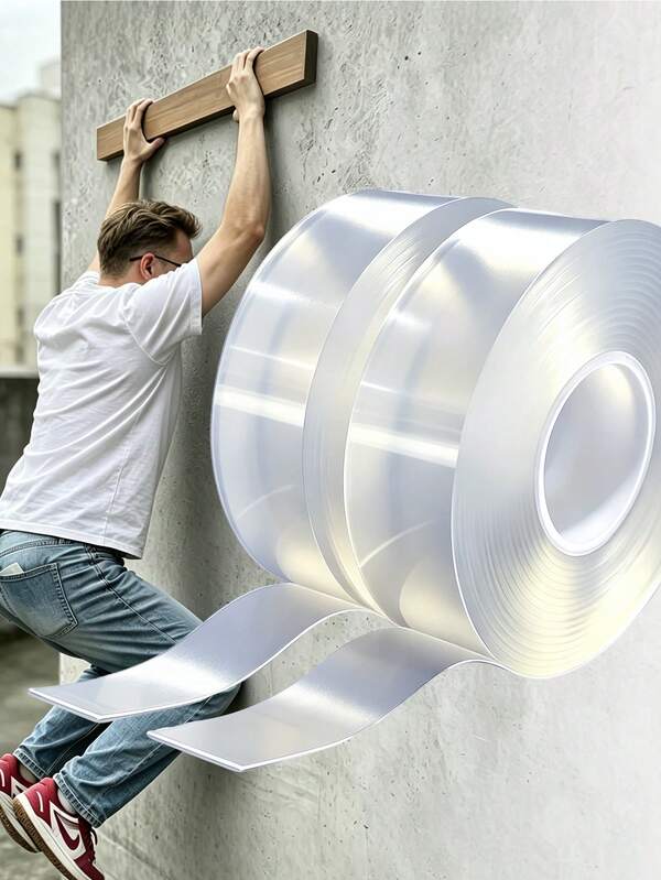 1 Roll 1/3/5/10M Heavy Duty Double-Sided Tape, Reusable Strong Adhesive Tape, Multi-Purpose Washable Removable Nano Tape, Suitable For Home/Office/Car Adhesion, Best For Home Decor Tools, Stickers, Wall Decals