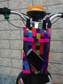 1pc/2pcs Bicycle Front Bag, Dual Pocket Design, Can Hold Water Bottle, Phone And Keys, Made Of Thick Wear-Resistant Waterproof Fabric, One-Click Storage For Small Items During Cycling - Multicolor - View 2