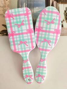BEATURE Pink Plaid Bow Pattern Air Cushion Brush, Scalp Massage Comb, Anti-Static, Durable ABS Handle, Suitable For All Hair Types, High-Quality Air Cushion Brush - Air Cushion Comb - View 1