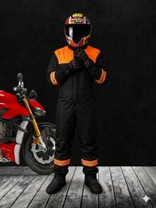 Waterproof Overalls For Motorcyclists And Cyclists, Men And Women With Reflective Strips, Raincoat, Overalls With Adjustable Elastic Reflective Strips - Orange - View 4