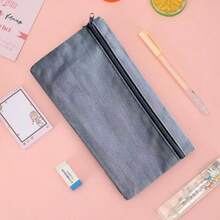 1 Creative Korean Canvas Pencil Case Simple Solid Color Coin Purse Student Pencil Bag Storage Bag Stationery Bag Suitable For Office Desktop Stationery Storage School Supplies Makeup Storage Bag. - Multicolor - View 8