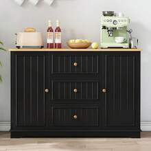 Modern Sideboard In A Minimalist Style / MDF Sideboard / Freestanding Base, High Load-Bearing Capacity / Generous Storage Space / Suitable For Dining Rooms, Living Rooms And Entryways - Black - View 2