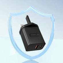40W USB-C 充电器，双端口 PD 电源适配器 + QC Type-C 墙式充电器，兼容 17/16/15/14/13/12/11 Pro Max Plus / Mini 及其他设备 - 英規插(220-240V) - 查看 6