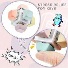 1/6pcs Stress Relief Toy Keyboard Clicker Mechanical Key Switch Cube Adult Fidget Gift For Time Killing (Chain Color And Style Random) - Multicolor - View 6
