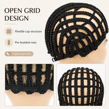 Refined Braided Wig Caps, Black Braided Wig Cap For Crochet Hair - Hook Braided Wig Net Liner Cap For Wig Making Breathable Crochet Mesh Base, Reusable Cornrow Ponytail Cap, Easy Glueless Sew-In Wig Making, Women Hair Extensions Accessories - View 6