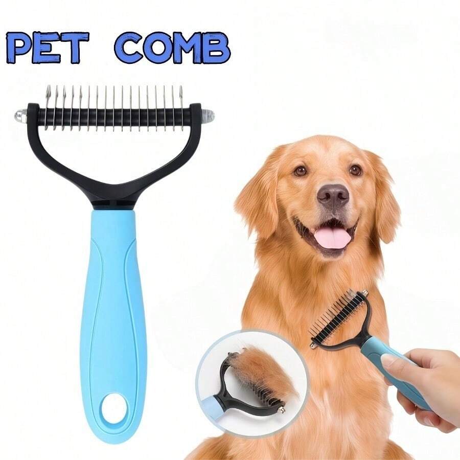 Pet De-Shedding Comb, Universal For Cats And Dogs, Stainless Steel Pet De-Shedding Brush, Efficient De-Shedding Brush, Easily Remove Hair Knots And Tangles, Durable Pet Cleaning Tool, Essential Item For Pet Lovers - Multicolor - View 1
