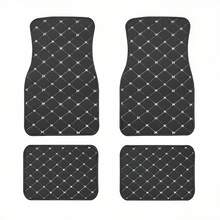 4-Piece Universal Car Floor Mat Set, With PVC Leather Surface, Fashionable Quilting Pattern, Water And Stain Resistant, Suitable For All Seasons, Deep Edge Design Can Effectively Absorb Dust, Bottom With Anti-Slip Material, Easy To Clean And Install. - Multicolor - View 11