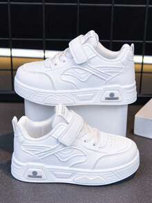 1 Pair Kids' Sports Skateboard Shoes, Lightweight And Comfortable, Suitable For Multiple Occasions - White - View 1