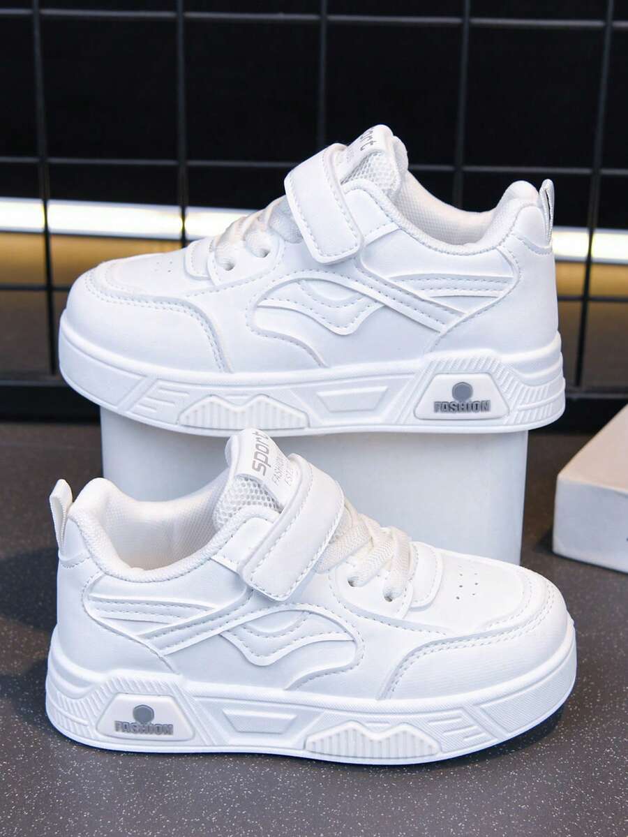 1 Pair Kids' Sports Skateboard Shoes, Lightweight And Comfortable, Suitable For Multiple Occasions - White - View 1