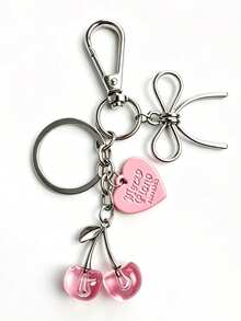 1pc Sparkling Acrylic Cherry Keychain, Fruit Creative Design, Bow Heart Decor Accessory For Bag, Suitable As Birthday Or Valentine's Day Gift For Friends, Girlfriend - Multicolor - View 9