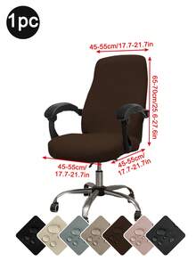 1pc Elastic Milk Silk Office Chair Cover, Minimalist Solid Color Chair Cover, Classic Minimalist Style, Dust-Proof, Splash-Proof, Suitable For Office, Study, Library And More - Multicolor - View 10