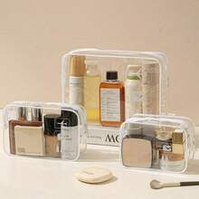 1pc Thickened PVC Clear Toiletry Bag, Large Capacity Portable Waterproof Handheld Cosmetic Storage Bag For Travel - Multicolor - View 8