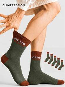 CLIMPRESSION Men's Mid-Calf Sports Socks 5 Pairs, Breathable Cushioned Athletic Socks With SPORT Lettering On Cuff, Running Training Daily Fitness Socks - Black - View 14