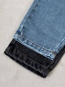2pcs/Set Spring/Autumn Boys Elastic Waist Car Embroidered Denim Jeans, Casual Outdoor Holiday Long Pants For Toddlers And Kids - Multicolor - View 6