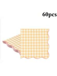 20/60/80/100pcs Disposable Pastel Gingham Napkins 4 Colors Pastel Scalloped Edge Tissue Thick 2-Ply Paper Disposable Gingham Napkins For Party Dinner Birthday Celebrations 5 X 5 Inches - View 12